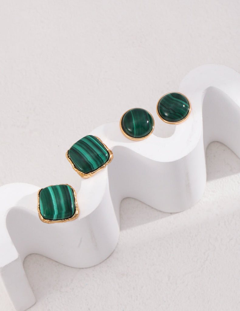 Square Malachite Earrings