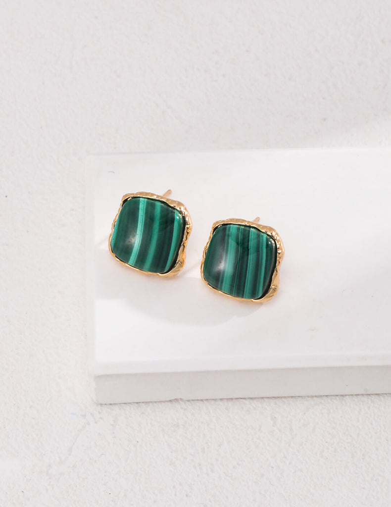 Square Malachite Earrings