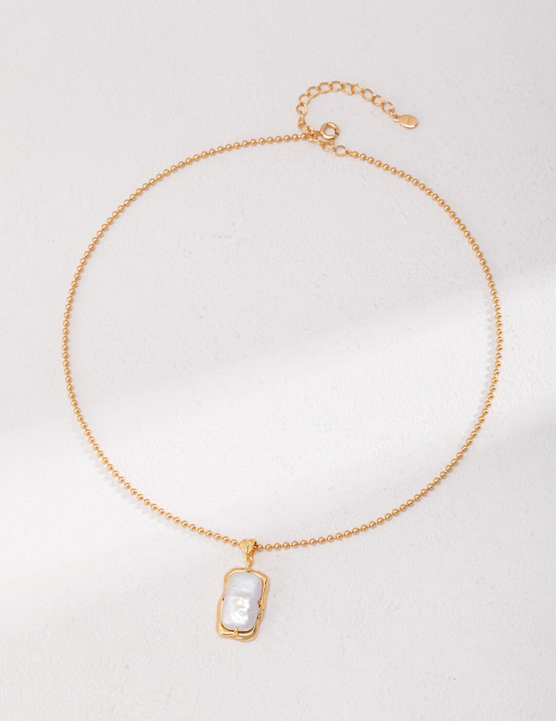 Square Pearl Pendant Necklace