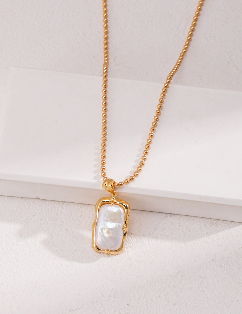 Square Pearl Pendant Necklace