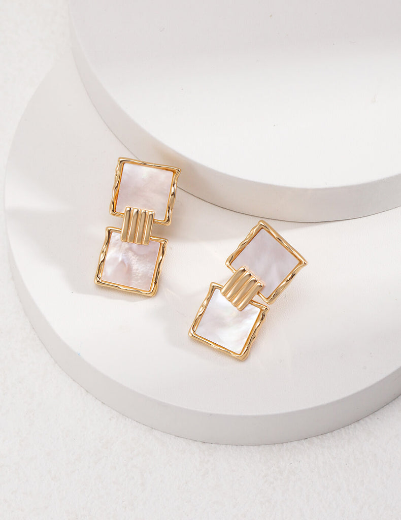 Square Shell Dangle Earrings