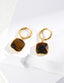 Square Tiger Eye Stone Bezel Earrings