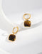 Square Tiger Eye Stone Bezel Earrings