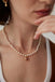 Strawberry Crystal Heart Pendant Natural Pearl Necklace