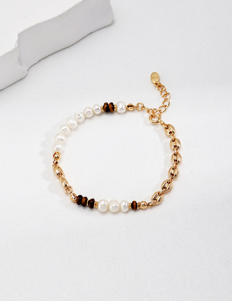 Tiger Eye Vintage Pearl Bracelet