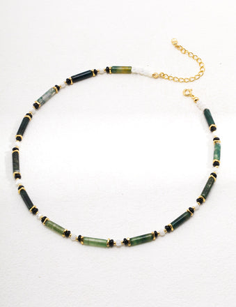 Tube Bead Agate Necklace