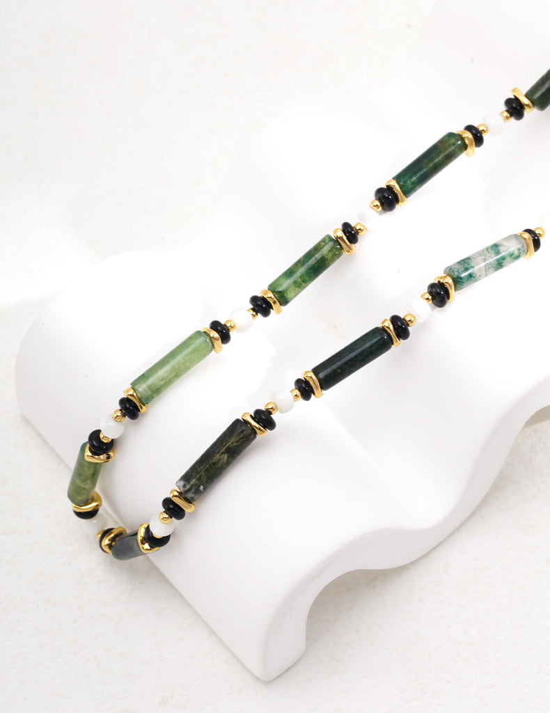 Tube Bead Agate Necklace