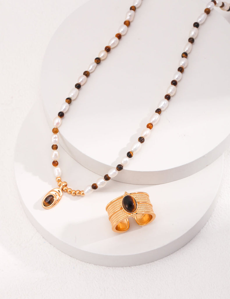 West Asian Ethnic Style Tiger Eye Stone Necklace