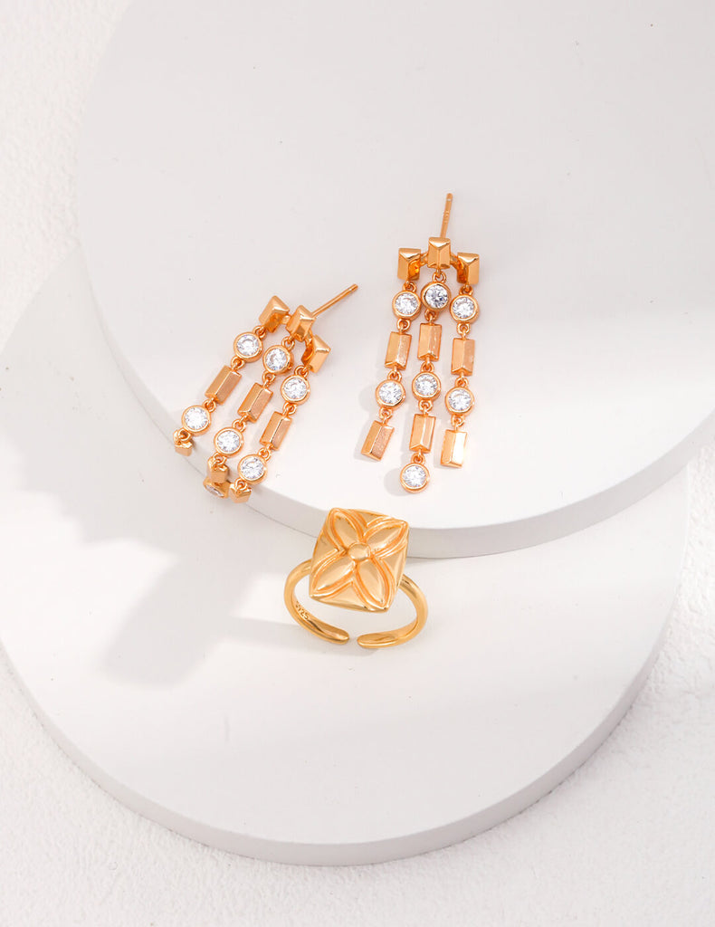 Zircon Tassel Earrings