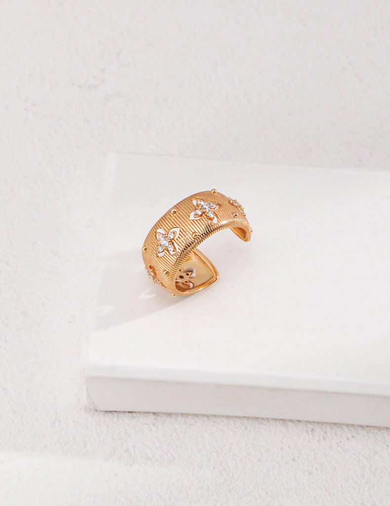 Zirconia Cross Flower Ring