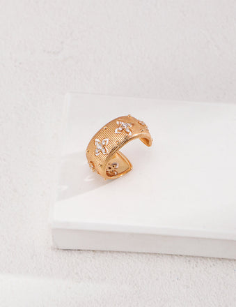 Zirconia Cross Flower Ring